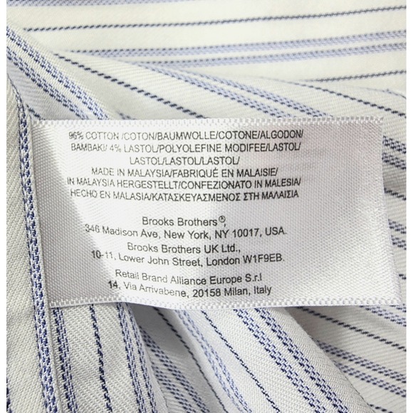 Brooks Brothers 346 Slim Fit Blue Pin Stripe Point French Cuff Men's Size 17-35 - Picture 7 of 7